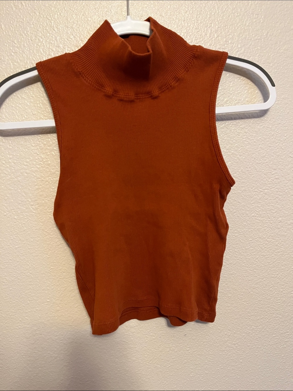 Burnt orange Big Bud Press Mock Neck Cropped Tank